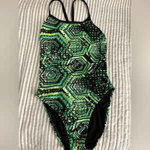 Dolfin Size 32 Green Geo Swim Tram training suit